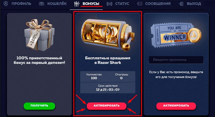 Бесплатные спины